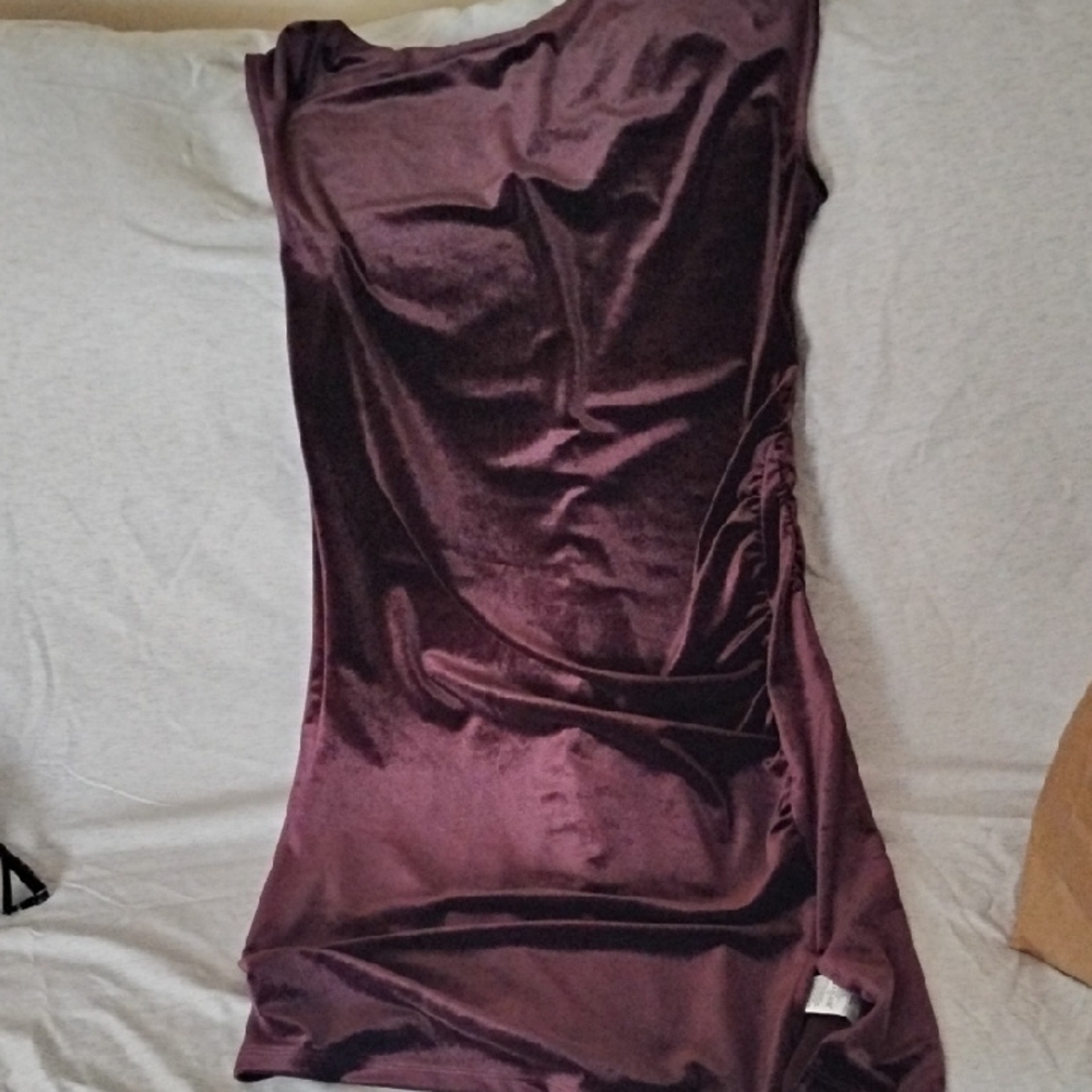 Old Navy One Shoulder Velvet Dress - Deep Purple